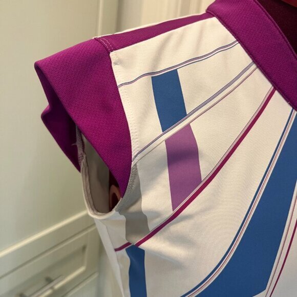 ADIDAS Climacool Stretch Women's Golf Polo Shirt Size Small Purple Blue White - Picture 3 of 15